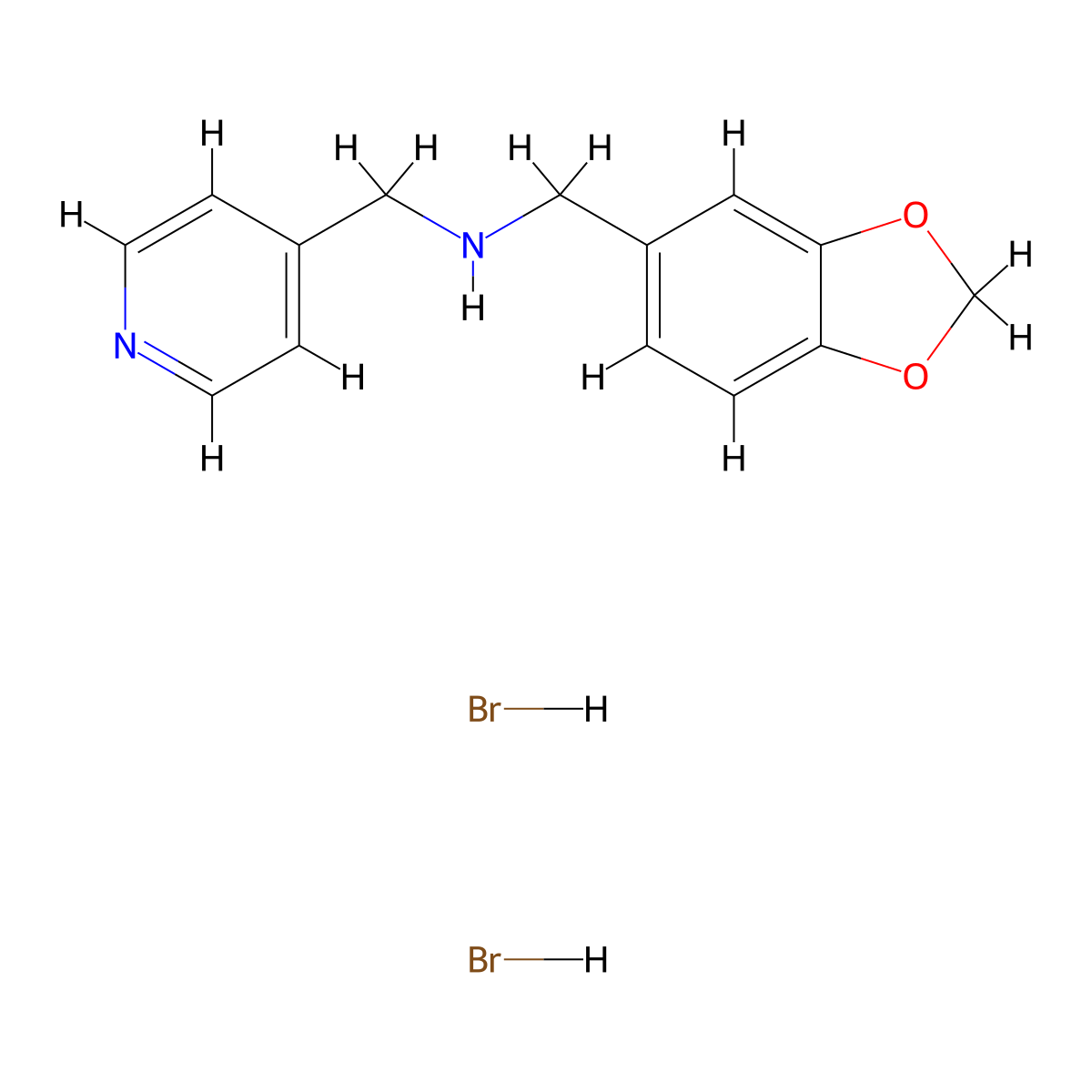 (1,3-Benzodioxol-5-ylmethyl)(4-pyridinylmethyl)amine dihydrobromide molecular structure, CAS 1609407-16-0