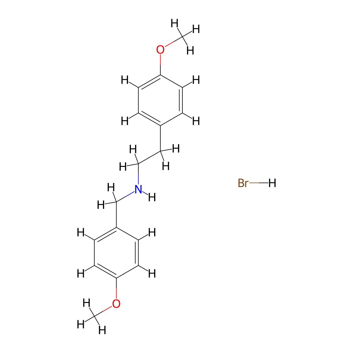N-(4-methoxybenzyl)-2-(4-methoxyphenyl)ethanamine hydrobromide molecular structure, CAS 1609407-17-1
