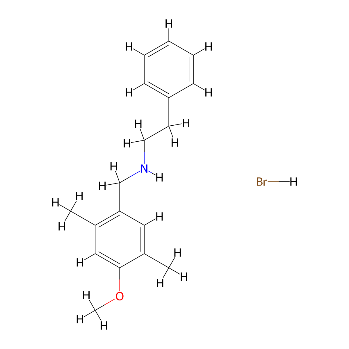 N-(4-methoxy-2,5-dimethylbenzyl)-2-phenylethanamine hydrobromide molecular structure, CAS 1609407-19-3