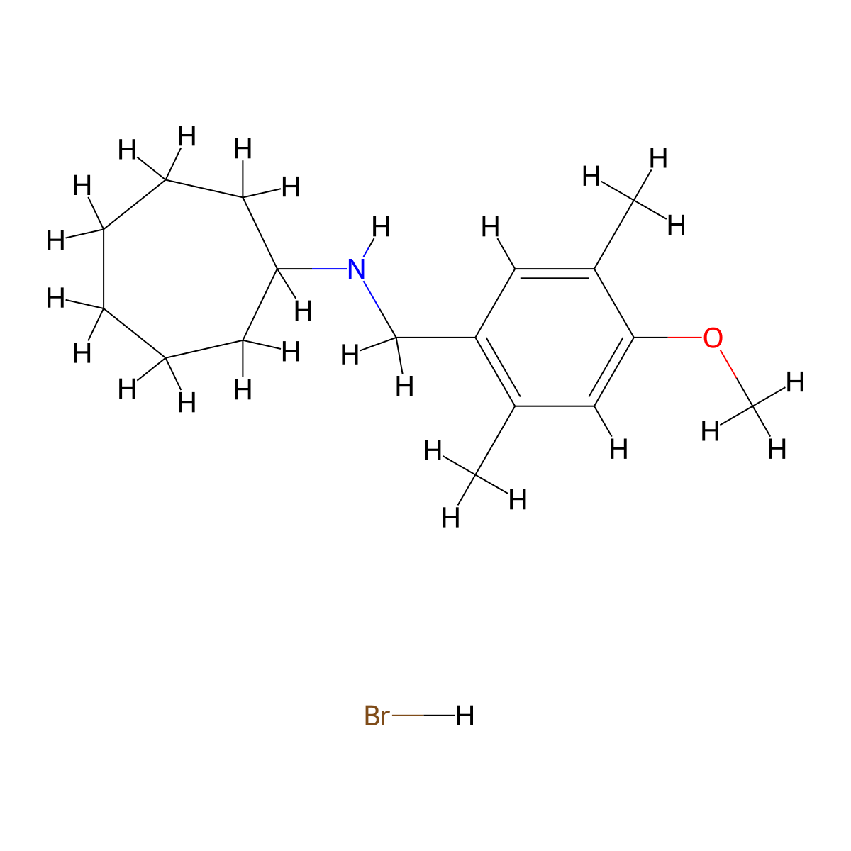 N-(4-methoxy-2,5-dimethylbenzyl)cycloheptanamine hydrobromide molecular structure, CAS 1609407-21-7