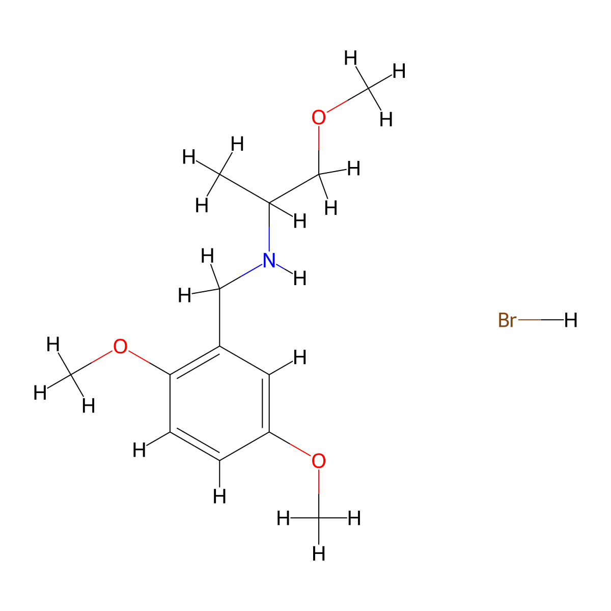 N-(2,5-dimethoxybenzyl)-1-methoxy-2-propanamine hydrobromide molecular structure, CAS 1609407-24-0