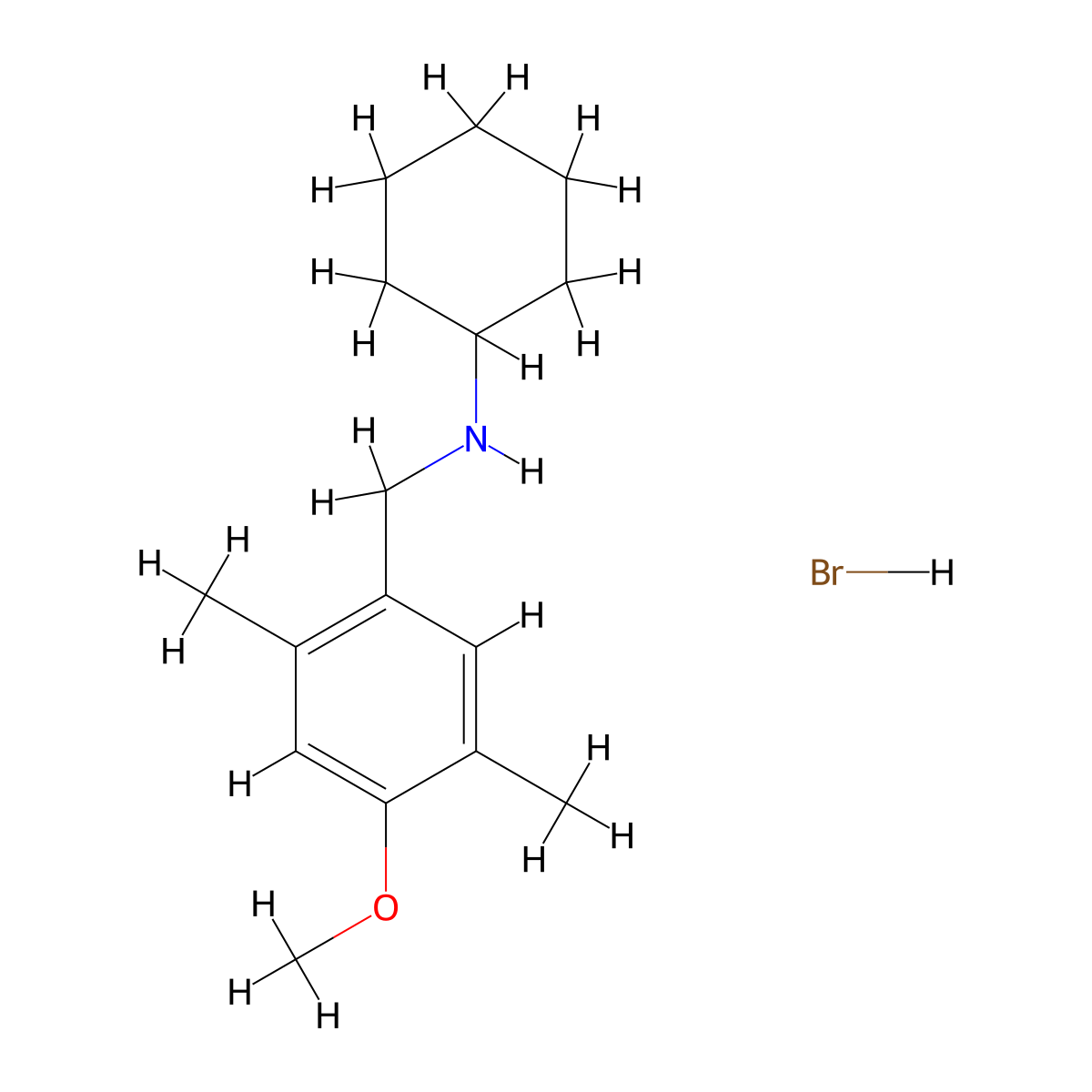 N-(4-methoxy-2,5-dimethylbenzyl)cyclohexanamine hydrobromide molecular structure, CAS 1609407-38-6