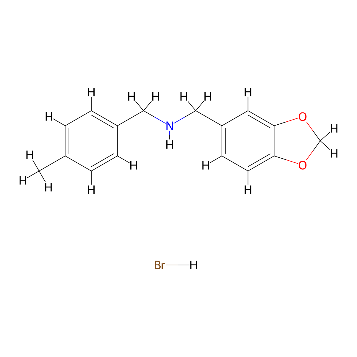 (1,3-Benzodioxol-5-ylmethyl)(4-methylbenzyl)amine hydrobromide molecular structure, CAS 1609407-39-7