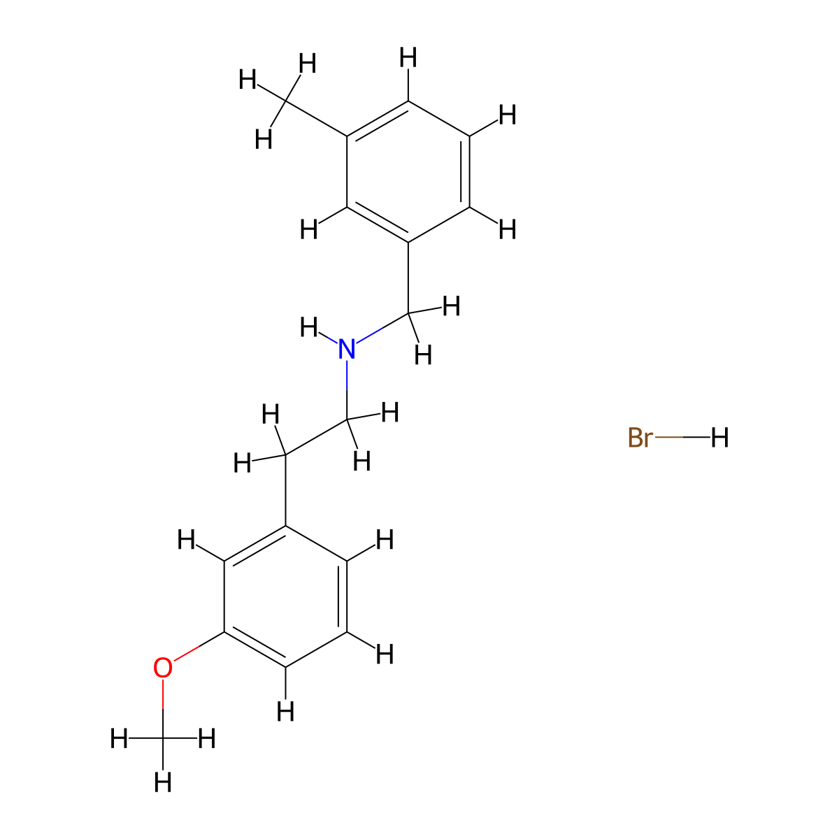 [2-(3-Methoxyphenyl)ethyl](3-methylbenzyl)amine hydrobromide molecular structure, CAS 1609407-40-0