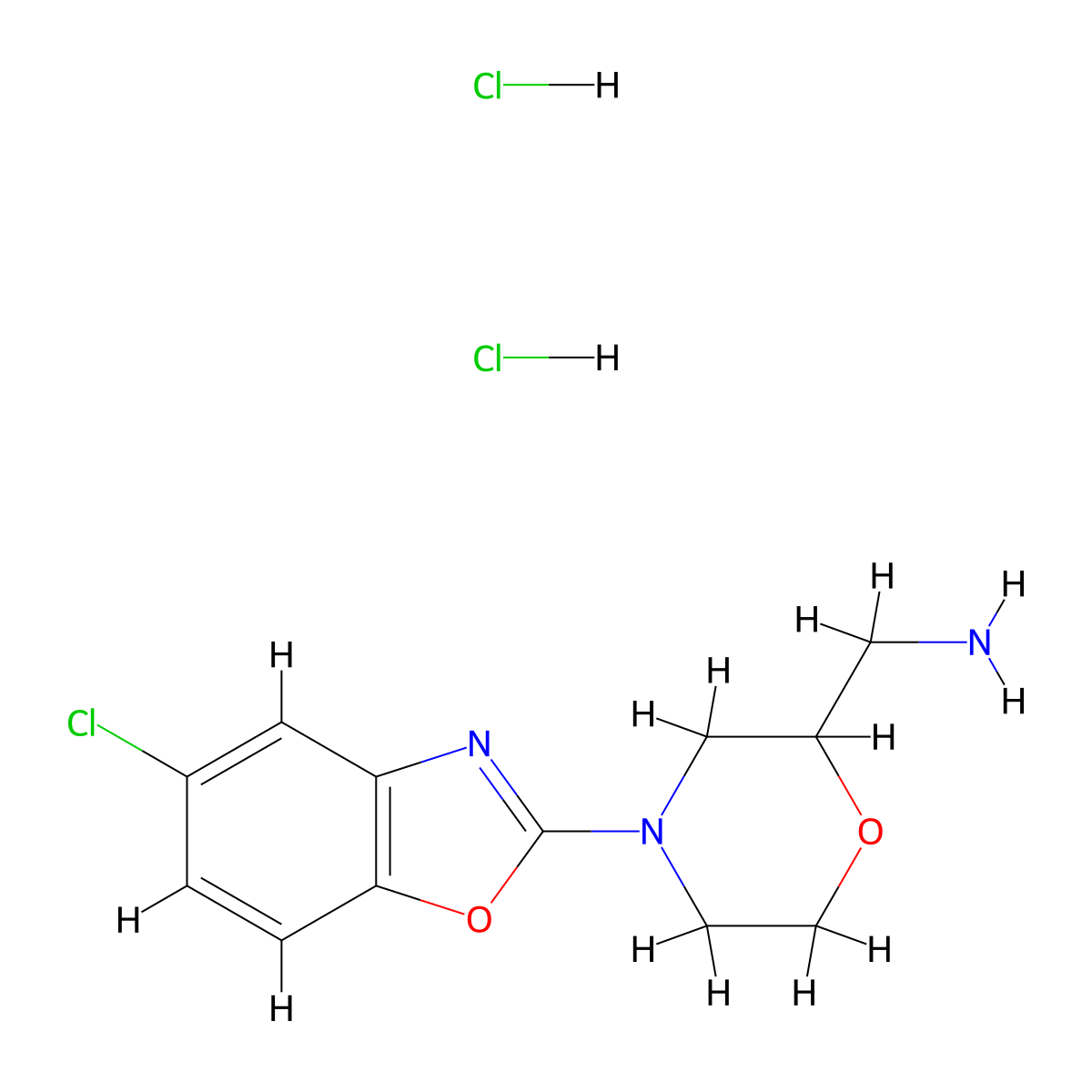 {[4-(5-Chloro-1,3-benzoxazol-2-yl)-2-morpholinyl]methyl}amine dihydrochloride molecular structure, CAS 1609407-48-8