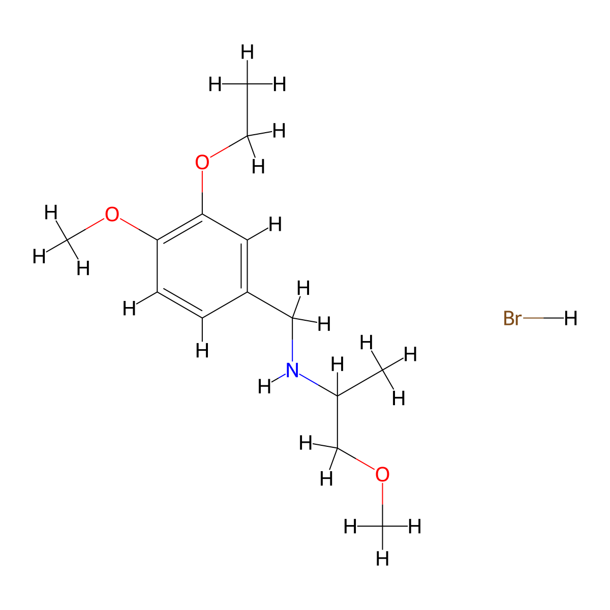 N-(3-ethoxy-4-methoxybenzyl)-1-methoxy-2-propanamine hydrobromide molecular structure, CAS 1609407-53-5