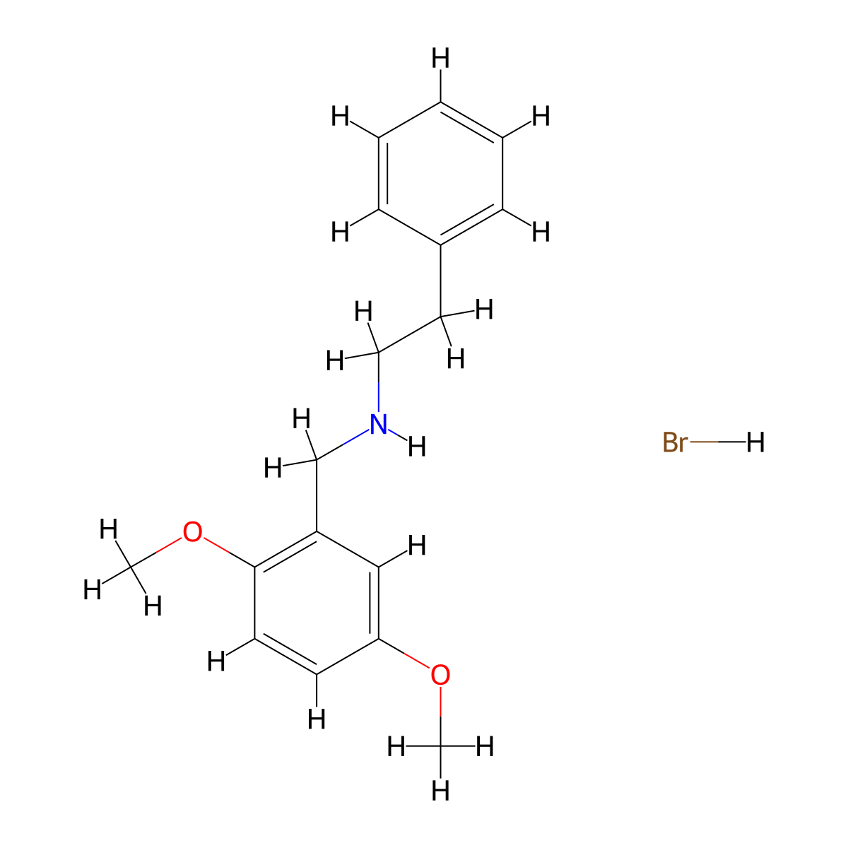 N-(2,5-dimethoxybenzyl)-2-phenylethanamine hydrobromide molecular structure, CAS 1609407-57-9
