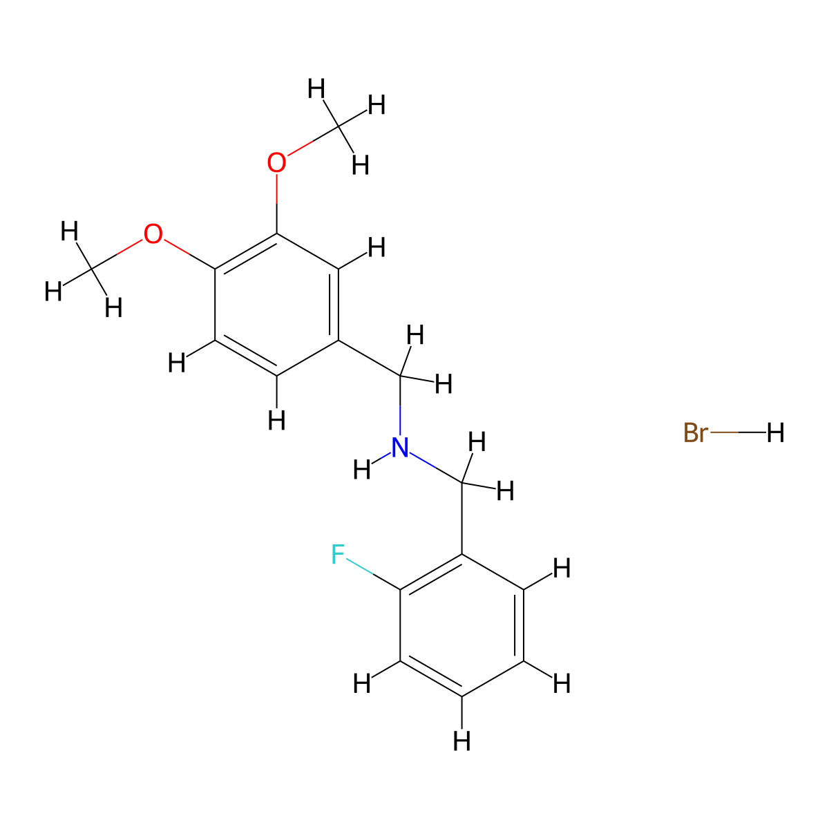(3,4-Dimethoxybenzyl)(2-fluorobenzyl)amine hydrobromide molecular structure, CAS 1609407-61-5