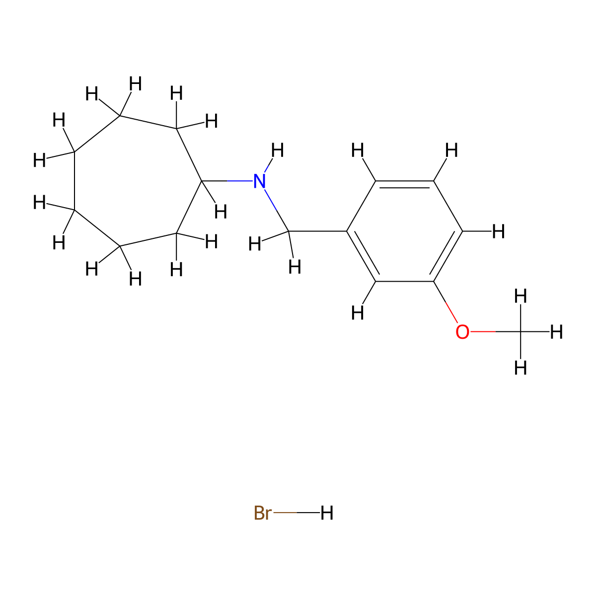 N-(3-methoxybenzyl)cycloheptanamine hydrobromide molecular structure, CAS 1609407-63-7