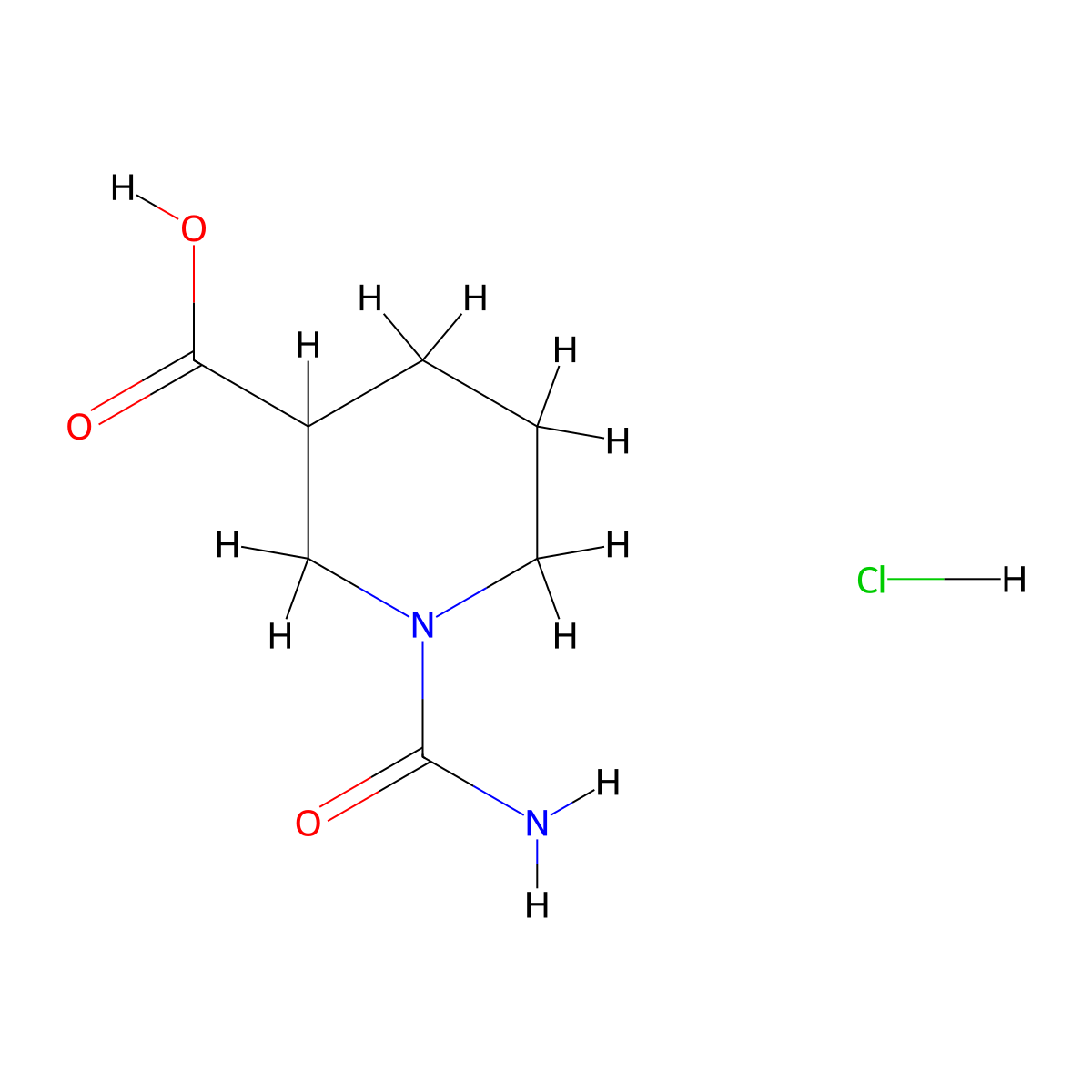 1-(Aminocarbonyl)-3-piperidinecarboxylic acid hydrochloride molecular structure, CAS 1609407-75-1