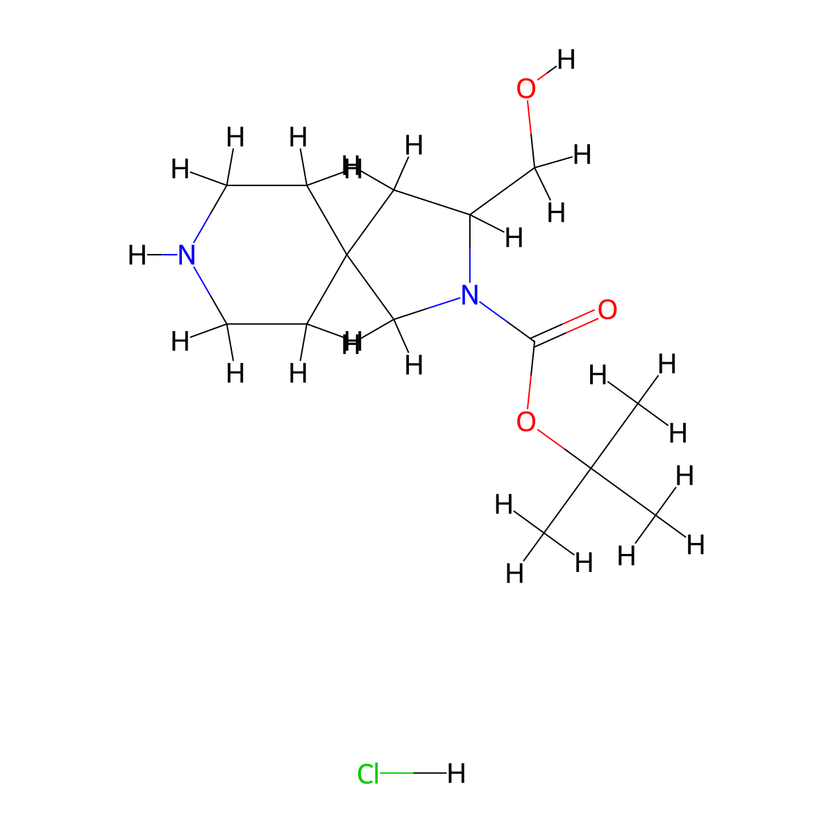 tert-Butyl 3-(hydroxymethyl)-2,8-diazaspiro[4.5]decane-2-carboxylate hydrochloride molecular structure, CAS 1609407-80-8
