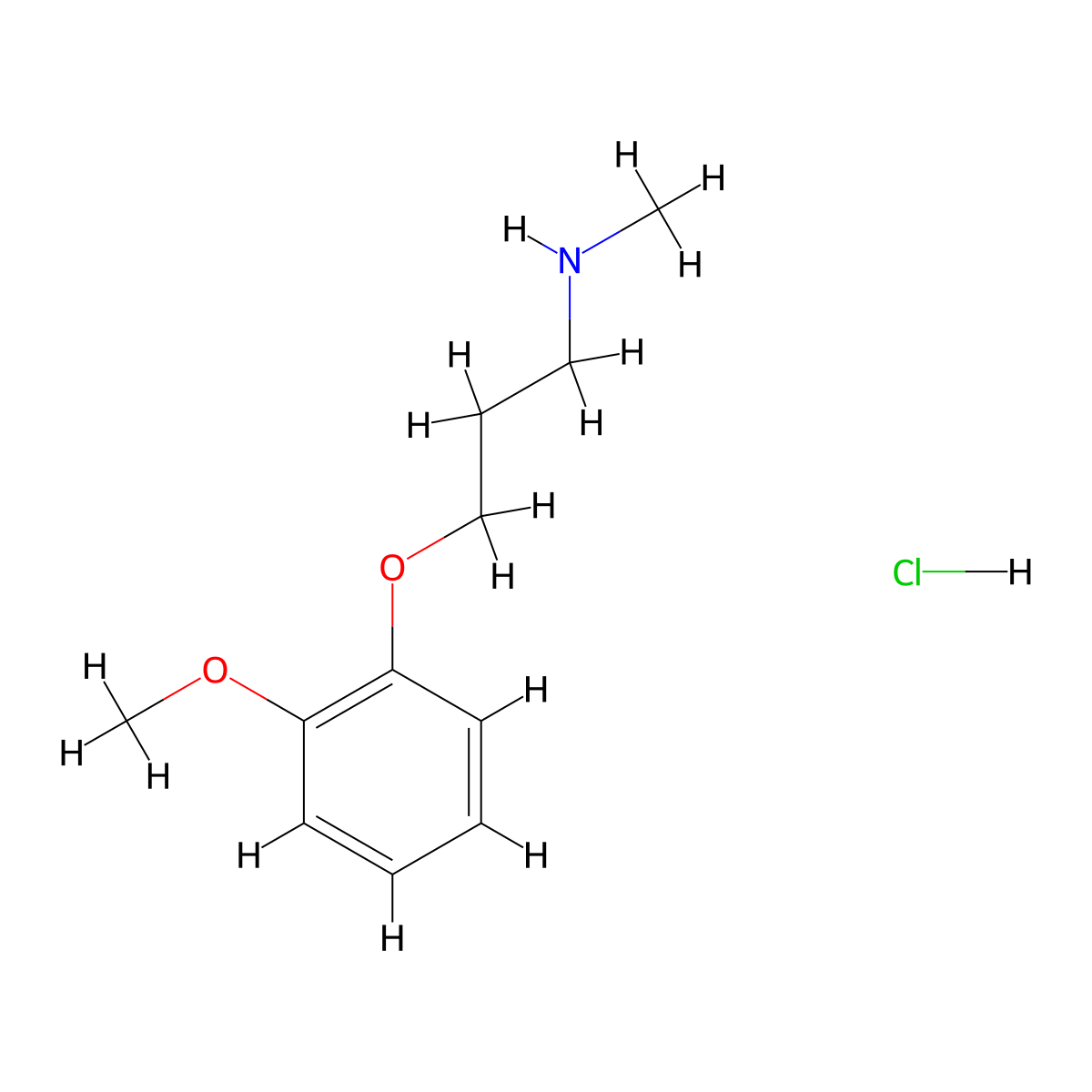 [3-(2-Methoxyphenoxy)propyl](methyl)amine hydrochloride molecular structure, CAS 1609407-81-9