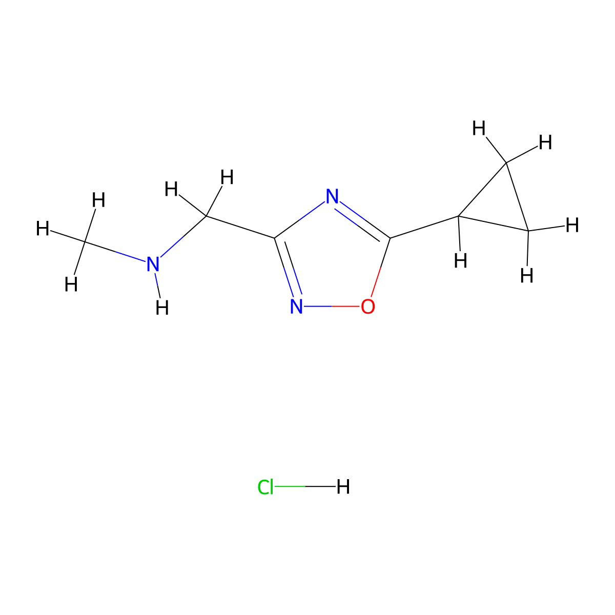 [(5-Cyclopropyl-1,2,4-oxadiazol-3-yl)methyl]methylamine hydrochloride molecular structure, CAS 1609407-86-4
