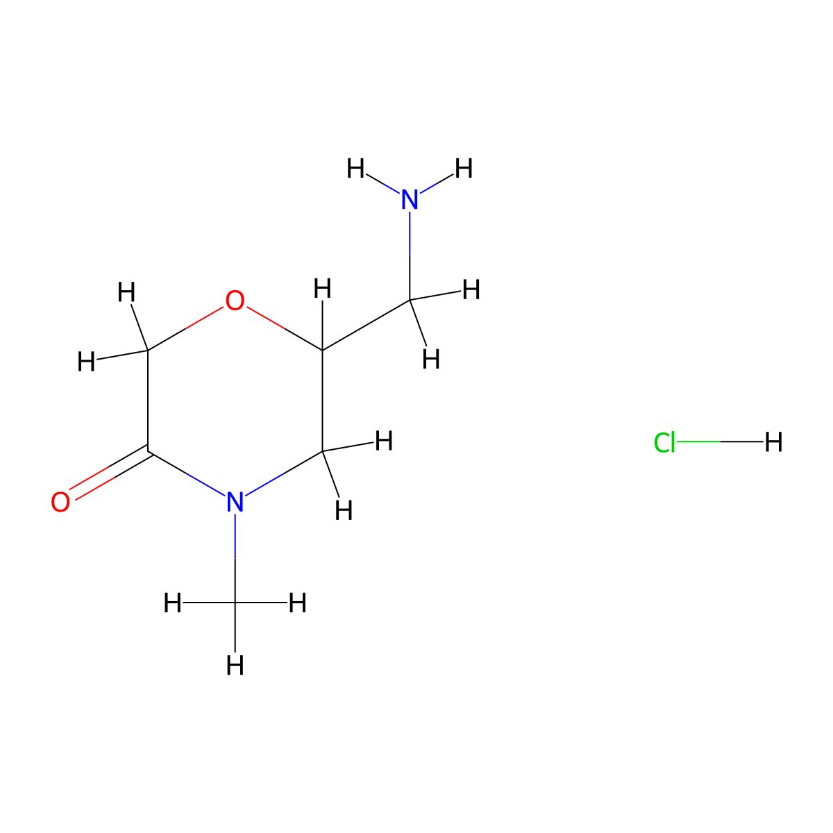 6-(Aminomethyl)-4-methyl-3-morpholinone hydrochloride molecular structure, CAS 1609407-87-5