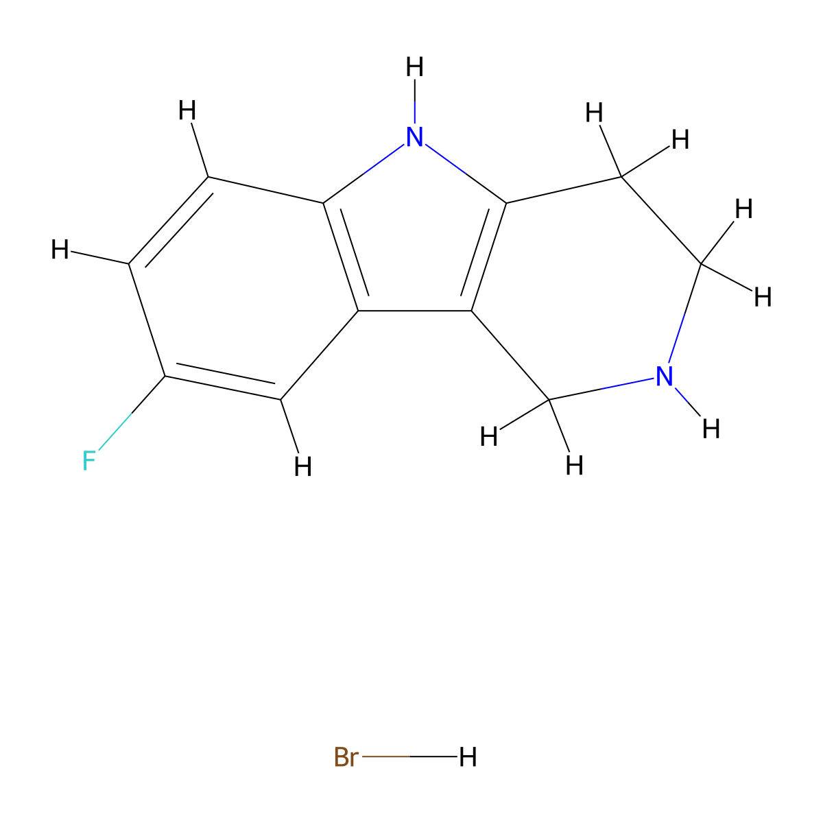 8-Fluoro-2,3,4,5-tetrahydro-1H-pyrido[4,3-b]indole hydrobromide molecular structure, CAS 1609407-88-6