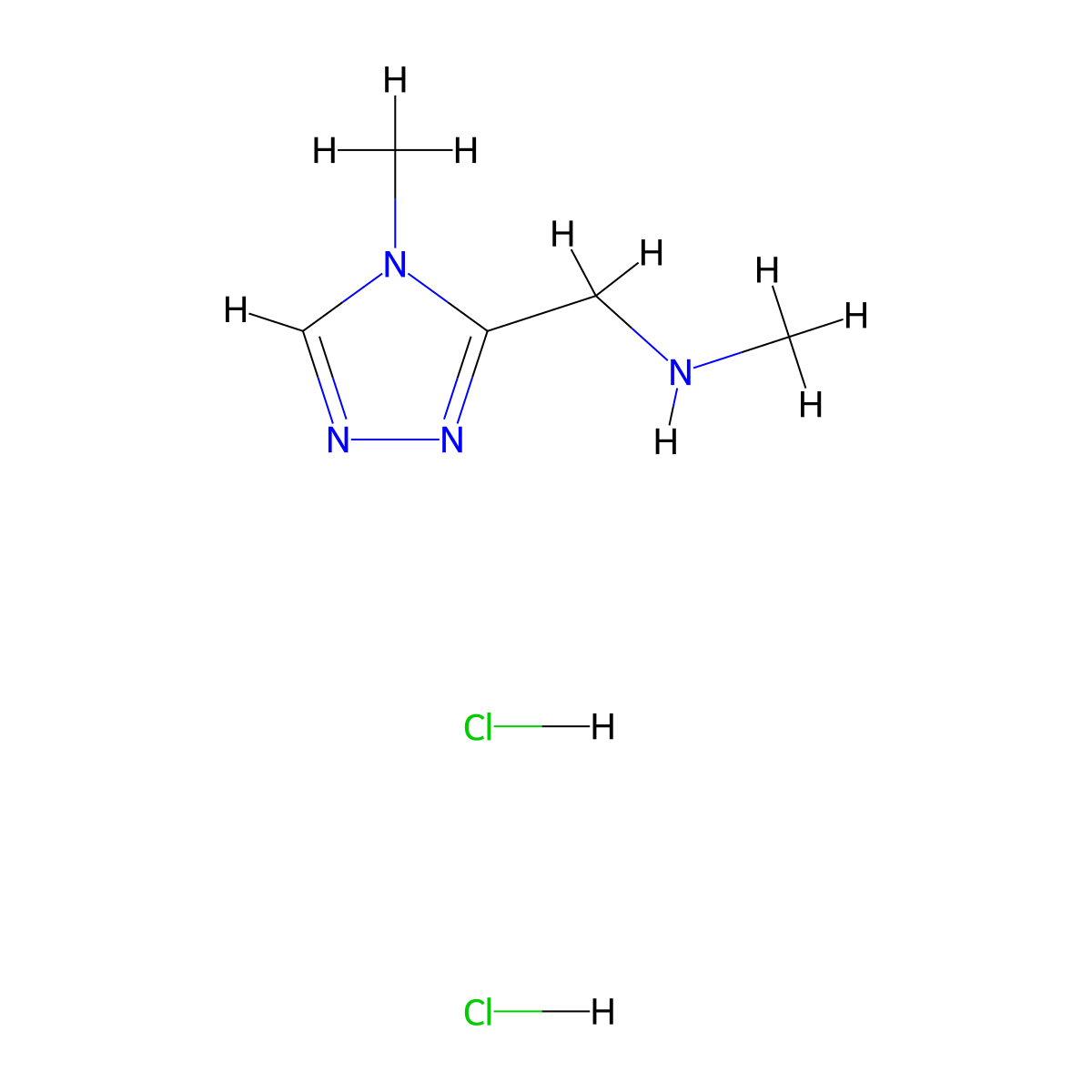 N-Methyl-1-(4-methyl-4H-1,2,4-triazol-3-yl)methanamine dihydrochloride molecular structure, CAS 1609407-89-7