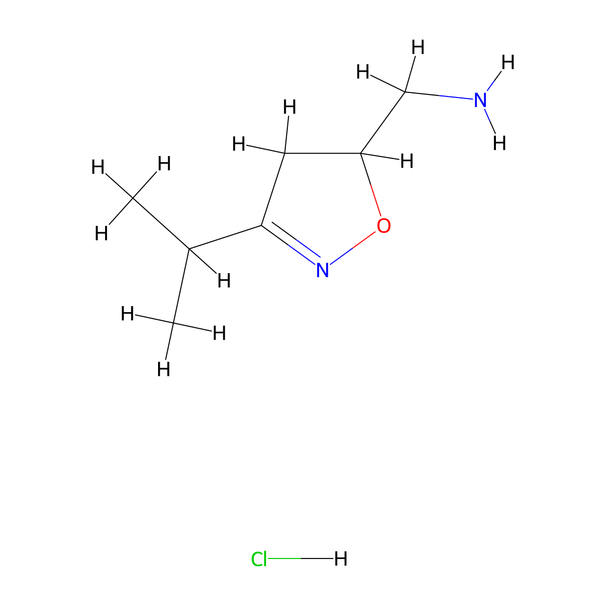 [(3-Isopropyl-4,5-dihydro-5-isoxazolyl)methyl]amine hydrochloride molecular structure, CAS 1609407-96-6