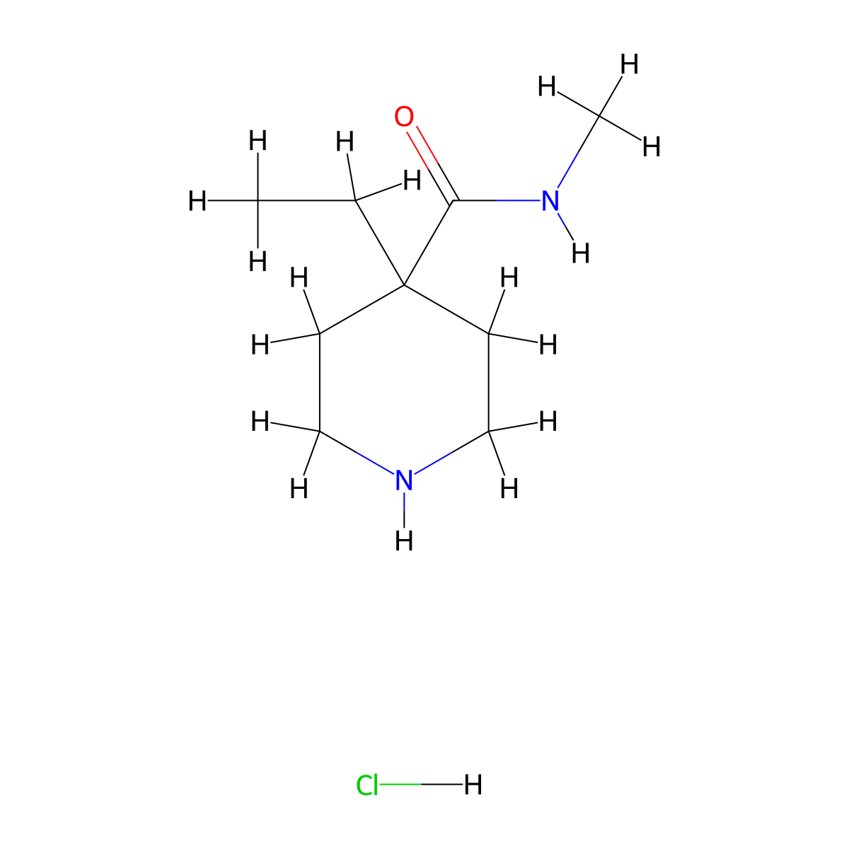4-Ethyl-N-methyl-4-piperidinecarboxamide hydrochloride molecular structure, CAS 1609407-97-7