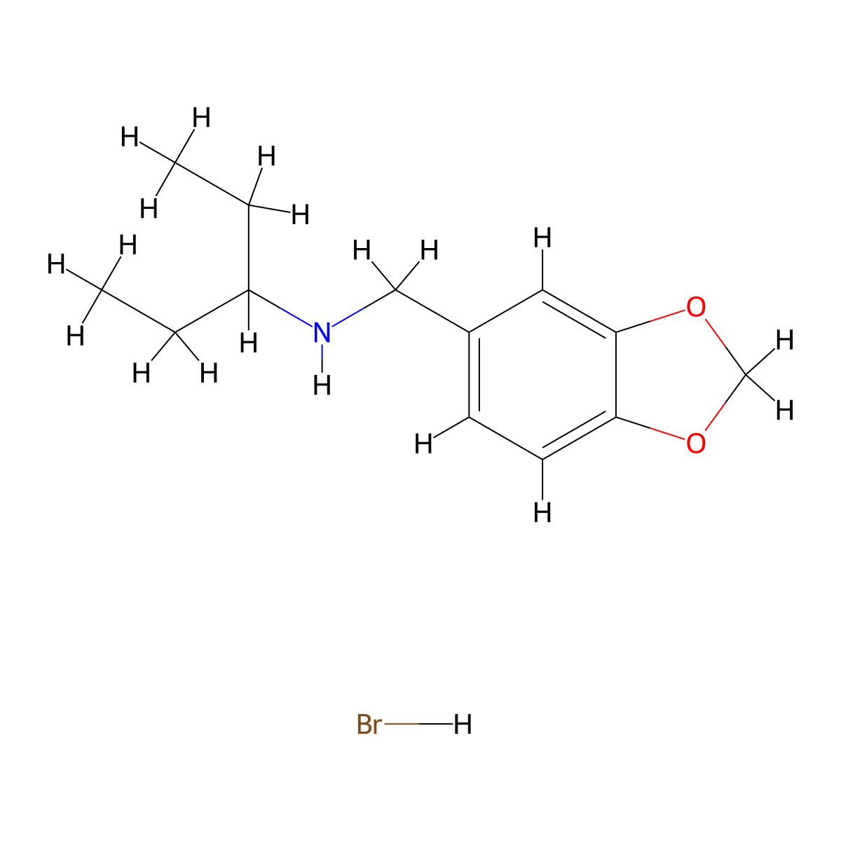 N-(1,3-benzodioxol-5-ylmethyl)-3-pentanamine hydrobromide molecular structure, CAS 1609407-98-8