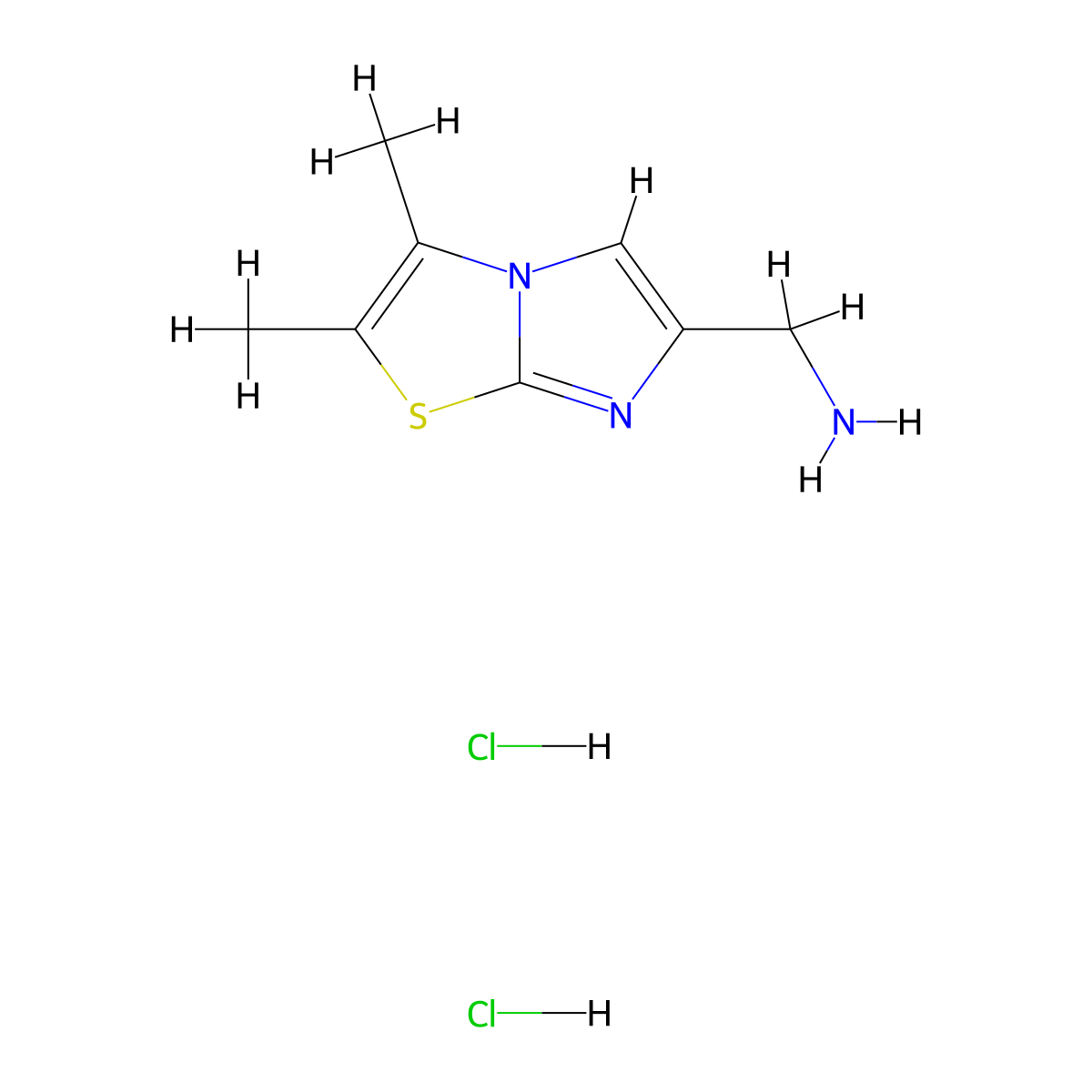 [(2,3-Dimethylimidazo[2,1-b][1,3]thiazol-6-yl)methyl]amine dihydrochloride molecular structure, CAS 1609408-00-5