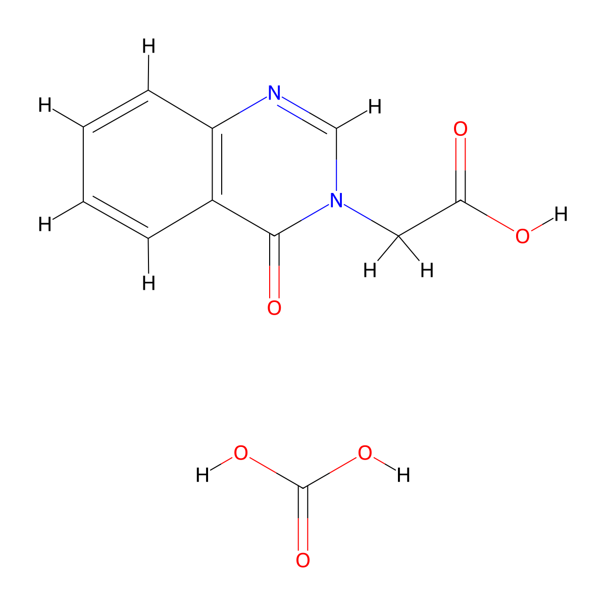 (4-Oxo-3(4H)-quinazolinyl)acetic acid-carbonic acid (2:1) molecular structure, CAS 1609408-01-6