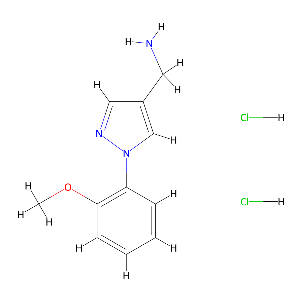 {[1-(2-Methoxyphenyl)-1H-pyrazol-4-yl]methyl}amine dihydrochloride molecular structure, CAS 1609408-02-7