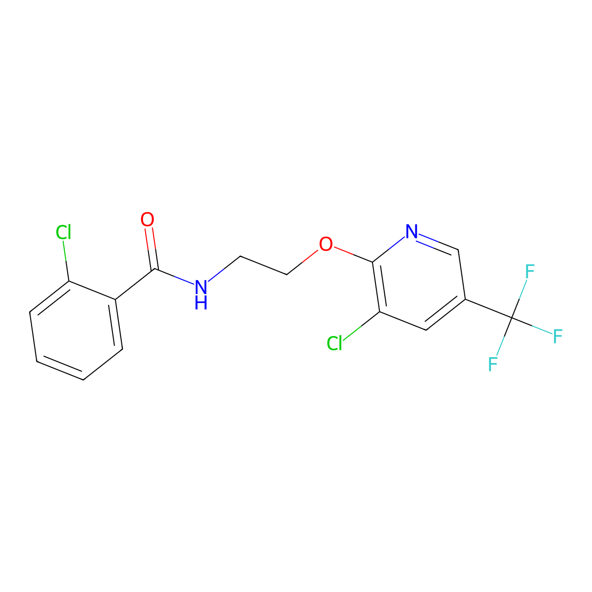 2-chloro-N-(2-{[3-chloro-5-(trifluoromethyl)pyridin-2-yl]oxy}ethyl)benzamide molecular structure, CAS 1609408-52-7