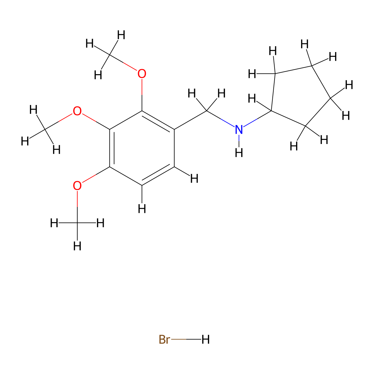 N-(2,3,4-Trimethoxybenzyl)cyclopentanamine hydrobromide molecular structure, CAS 1609408-86-7