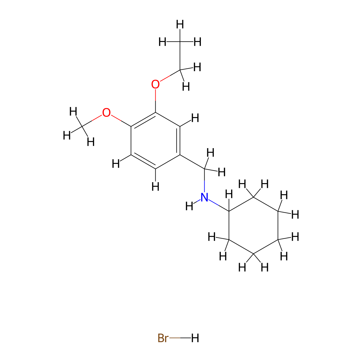 N-(3-ethoxy-4-methoxybenzyl)cyclohexanamine hydrobromide molecular structure, CAS 1609408-87-8