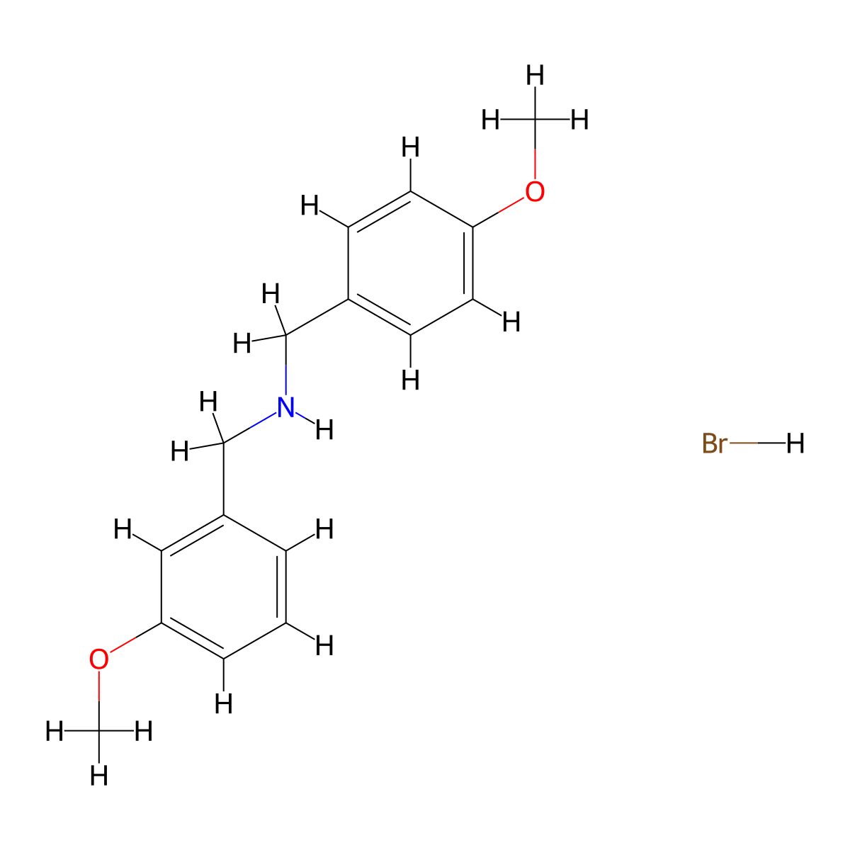 N-(4-methoxybenzyl)-1-(3-methoxyphenyl)methanamine hydrobromide molecular structure, CAS 1609408-95-8
