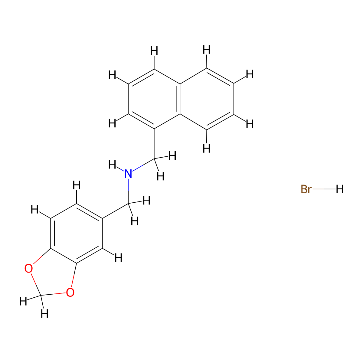 (1,3-Benzodioxol-5-ylmethyl)(1-naphthylmethyl)amine hydrobromide molecular structure, CAS 1609408-99-2