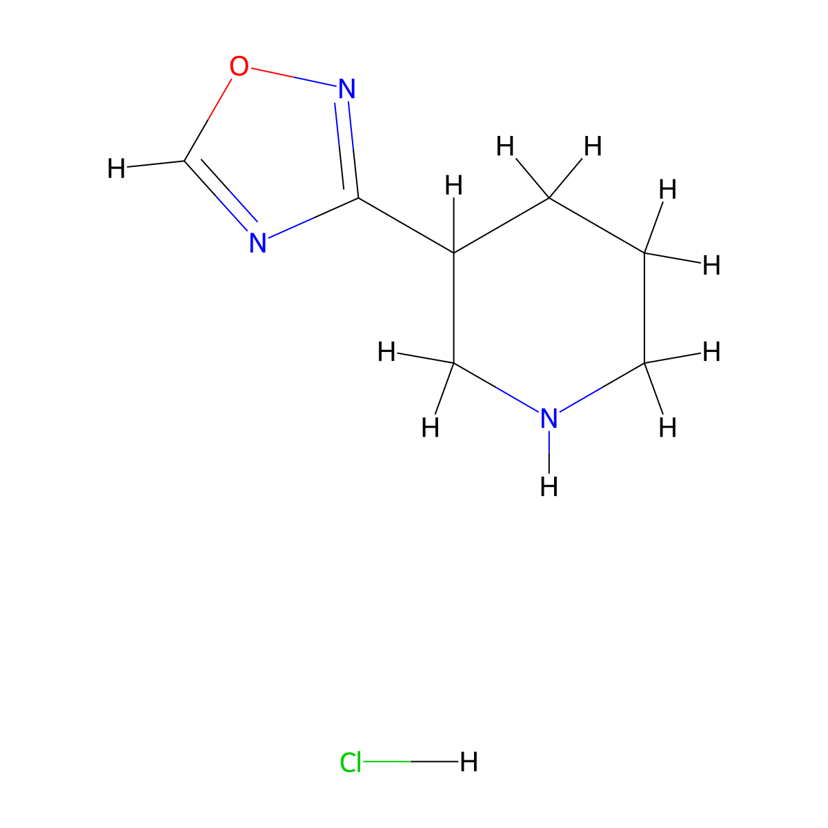 3-(1,2,4-Oxadiazol-3-yl)piperidine hydrochloride molecular structure, CAS 1609409-17-7