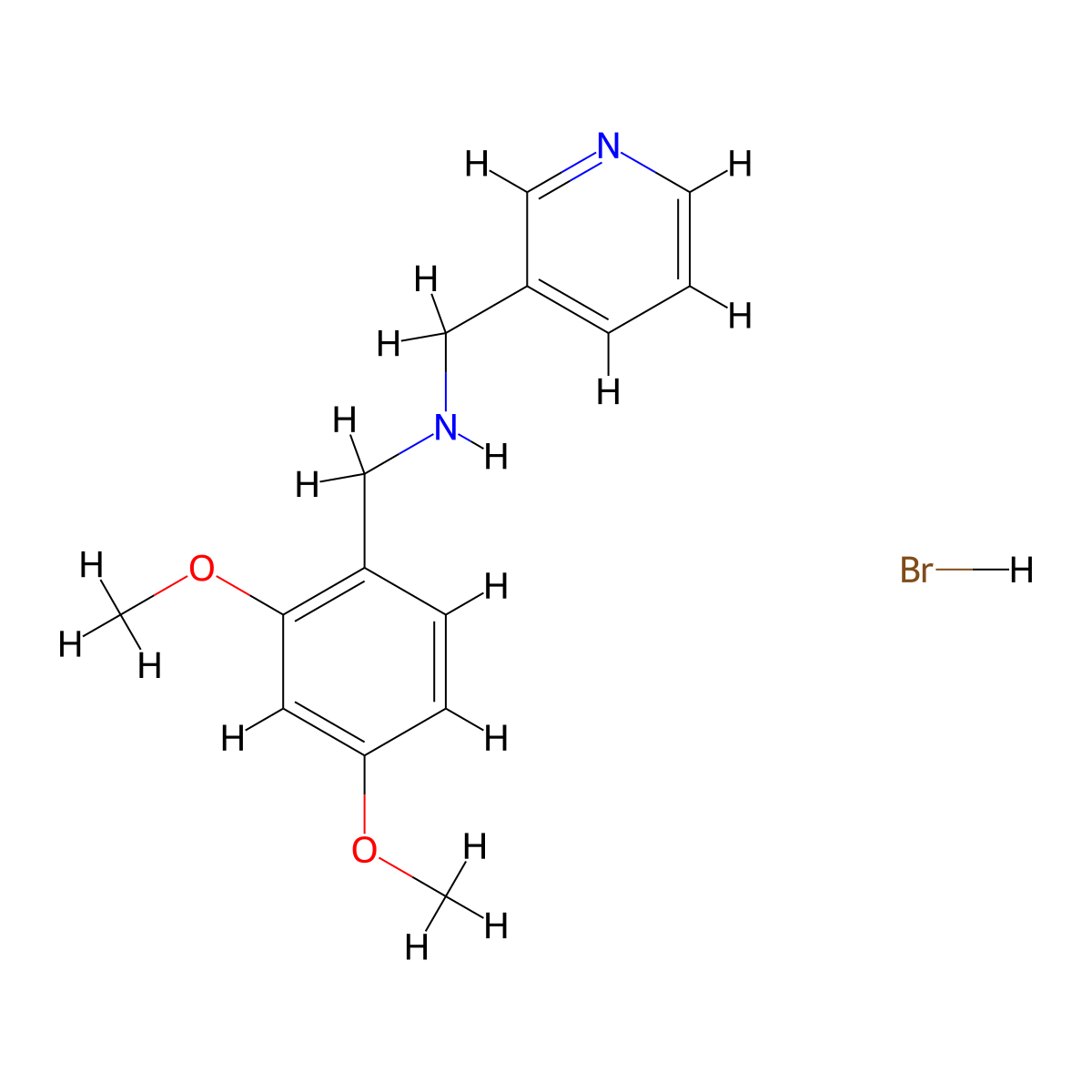 (2,4-Dimethoxybenzyl)(3-pyridinylmethyl)amine hydrobromide molecular structure, CAS 1609409-21-3