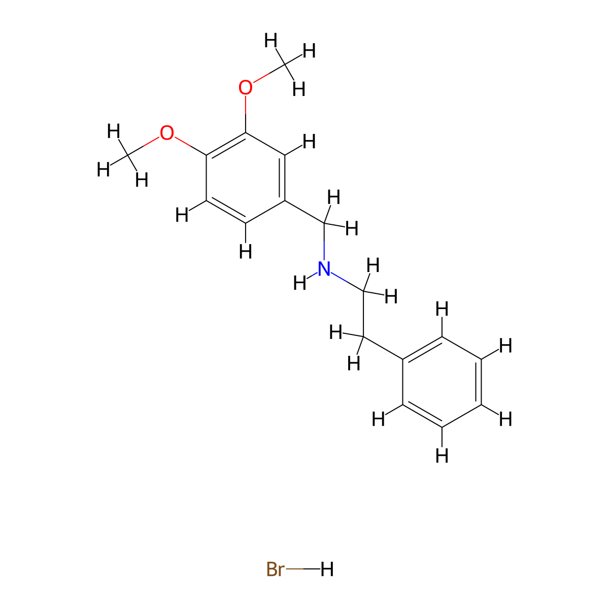 N-(3,4-dimethoxybenzyl)-2-phenylethanamine hydrobromide molecular structure, CAS 1609409-24-6