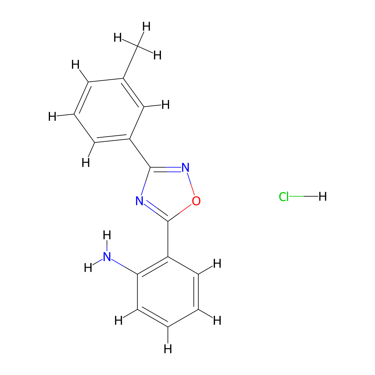 {2-[3-(3-Methylphenyl)-1,2,4-oxadiazol-5-yl]phenyl}amine hydrochloride molecular structure, CAS 1609409-30-4