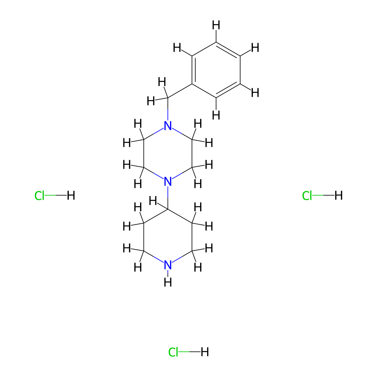 1-Benzyl-4-(4-piperidinyl)piperazine trihydrochloride molecular structure, CAS 1609409-31-5