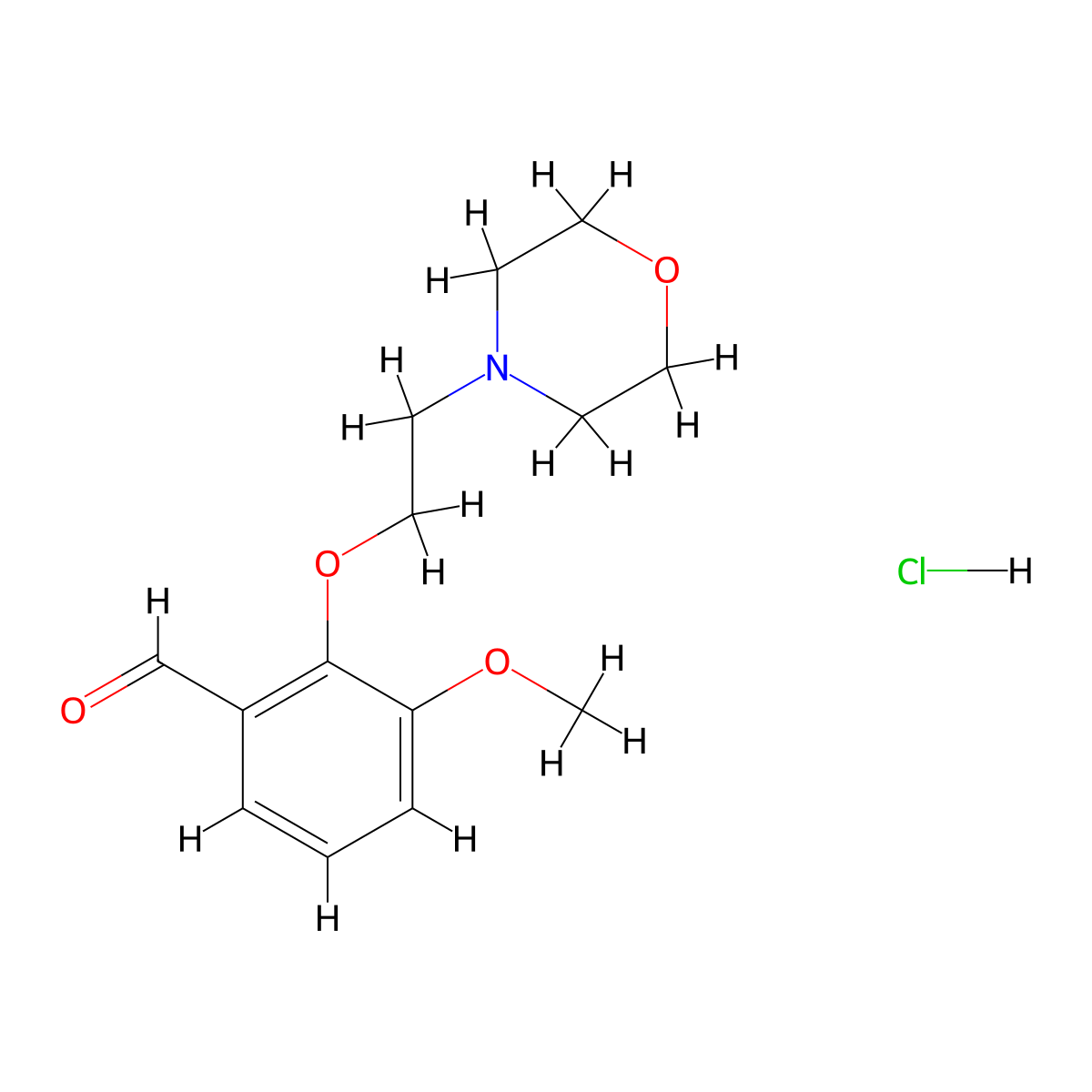 3-Methoxy-2-[2-(4-morpholinyl)ethoxy]benzaldehyde hydrochloride molecular structure, CAS 1609409-33-7