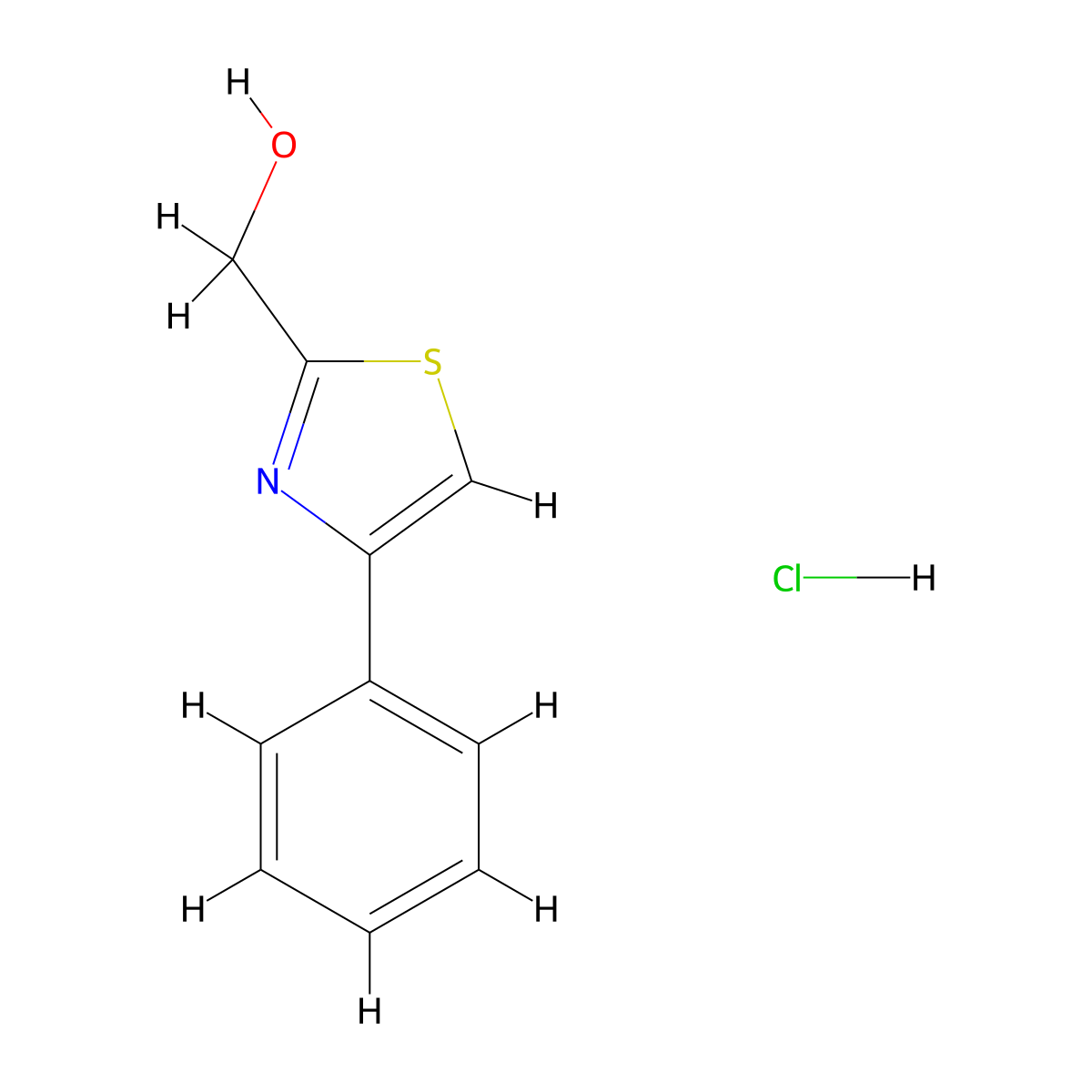 (4-Phenyl-1,3-thiazol-2-YL)methanol hydrochloride molecular structure, CAS 1609409-39-3