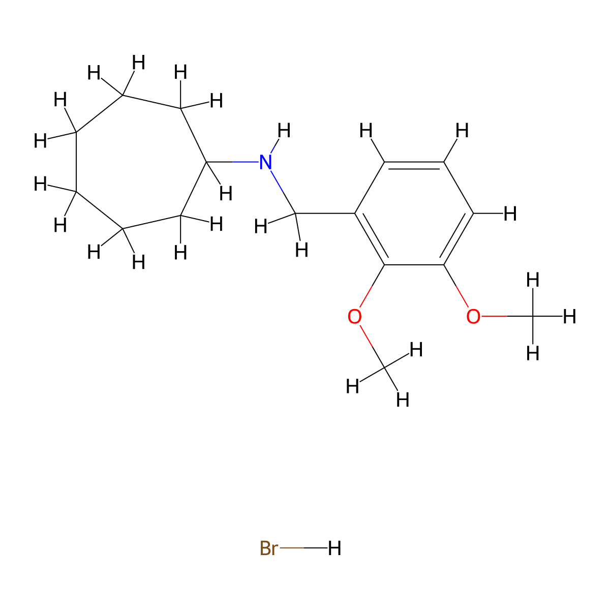 N-(2,3-dimethoxybenzyl)cycloheptanamine hydrobromide molecular structure, CAS 1609409-41-7