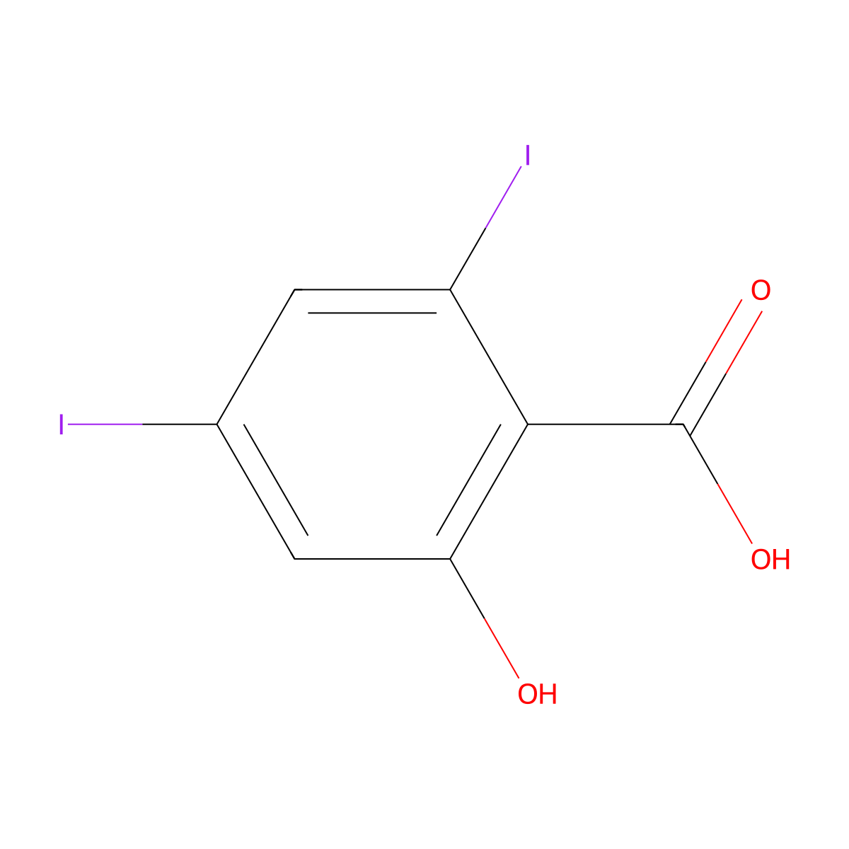 2-Hydroxy-4,6-diiodobenzoic acid molecular structure, CAS 160942-37-0