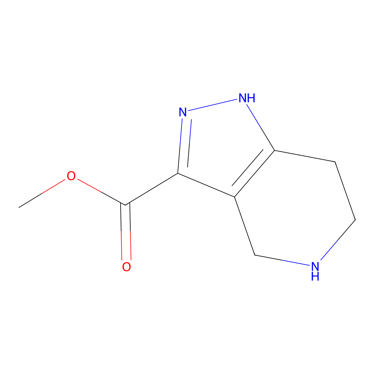 methyl 4,5,6,7-tetrahydro-1H-pyrazolo[4,3-c]pyridine-3-carboxylate molecular structure, CAS 1609522-07-7