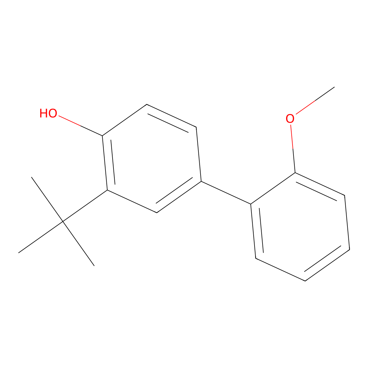 3-Tert-butyl-2'-methoxy-[1,1'-biphenyl]-4-ol molecular structure, CAS 1609538-17-1