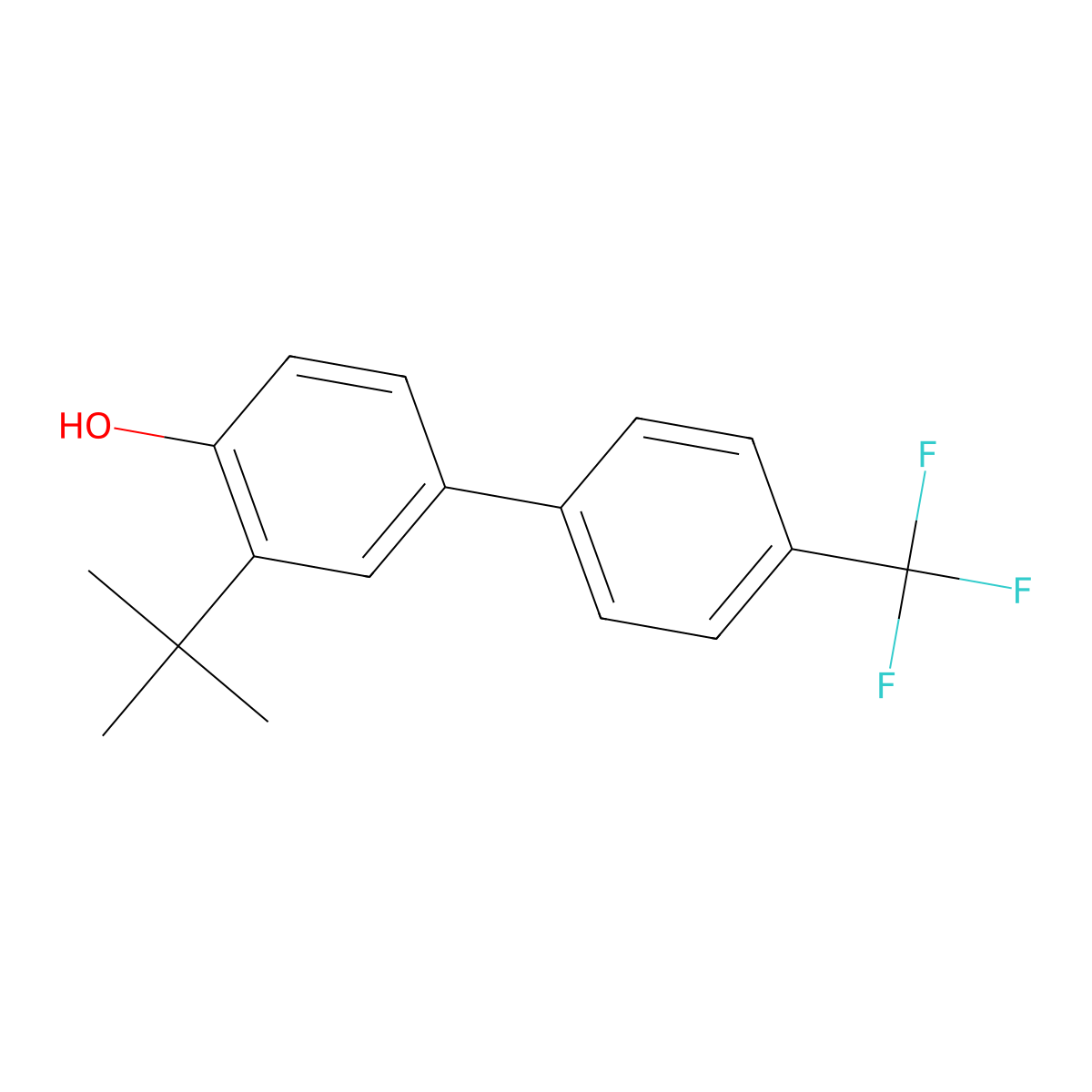 3-Tert-butyl-4'-(trifluoromethyl)-[1,1'-biphenyl]-4-ol molecular structure, CAS 1609538-21-7