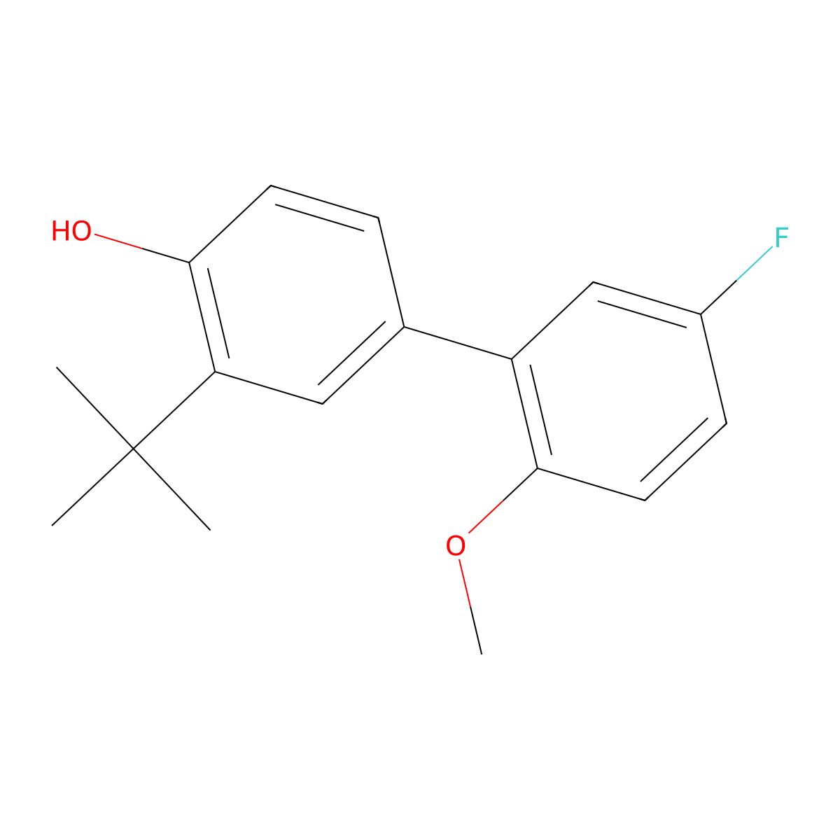 3-Tert-butyl-5'-fluoro-2'-methoxy-[1,1'-biphenyl]-4-ol molecular structure, CAS 1609538-42-2