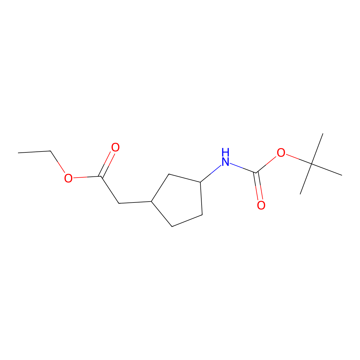 Ethyl 2-(3-((tert-butoxycarbonyl)amino)cyclopentyl)acetate molecular structure, CAS 1609546-16-8
