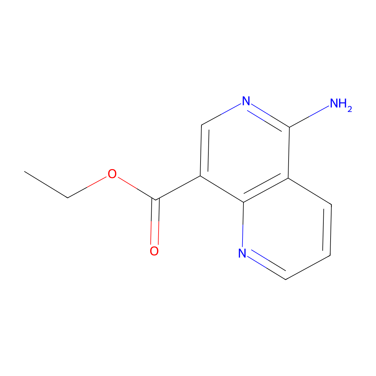 Ethyl 5-amino-1,6-naphthyridine-8-carboxylate molecular structure, CAS 1609558-89-5