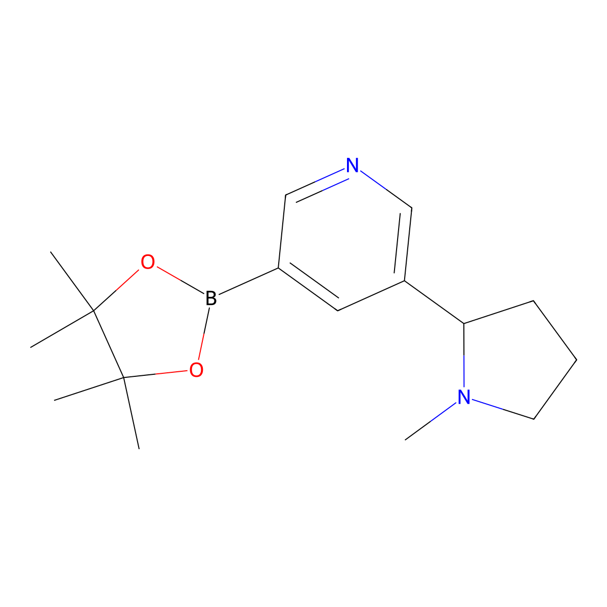 3-[(2S)-1-Methyl-2-pyrrolidinyl]-5-(4,4,5,5-tetramethyl-1,3,2-dioxaborolan-2-yl)pyridine molecular structure, CAS 1609566-88-2