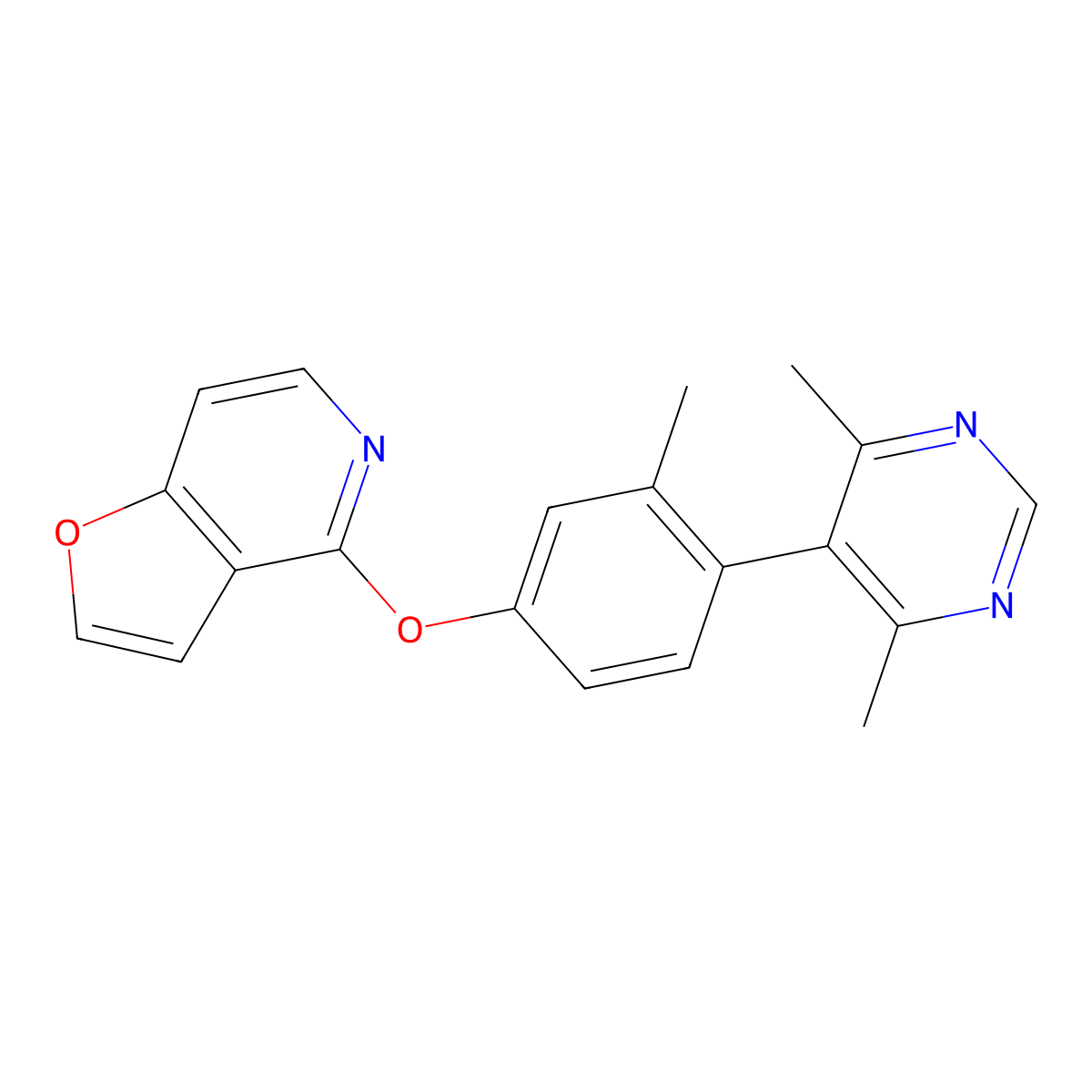 4-(4-(4,6-Dimethylpyrimidin-5-YL)-3-methylphenoxy)furo[3,2-C]pyridine molecular structure, CAS 1609577-07-2