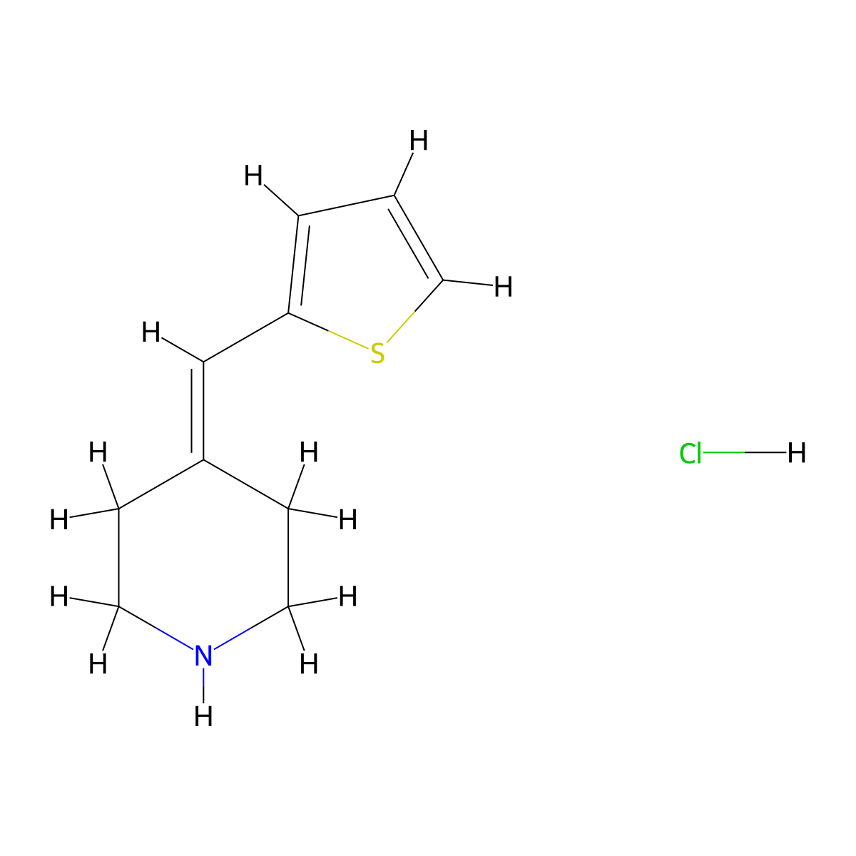 4-((Thiophen-2-yl)methylidene)piperidine hydrochloride molecular structure, CAS 1609578-56-4