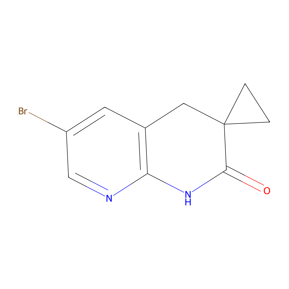 6-Bromospiro[1,4-dihydro-1,8-naphthyridine-3,1'-cyclopropane]-2-one molecular structure, CAS 1609578-98-4